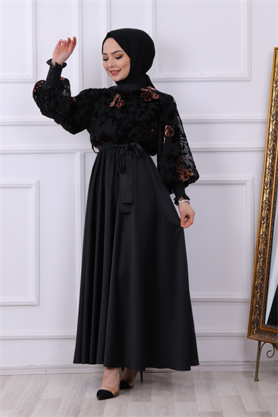 Üzeri İşlemeli Abiye Bakır