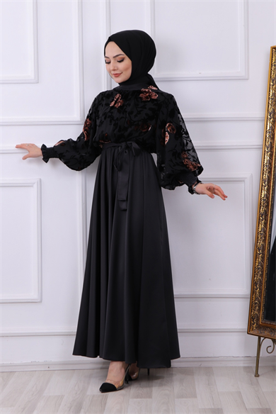 Üzeri İşlemeli Abiye Bakır