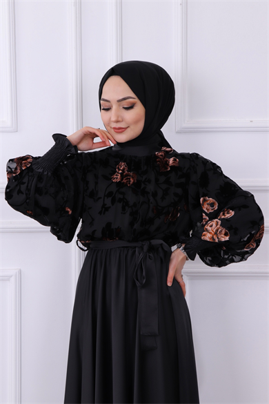 Üzeri İşlemeli Abiye Bakır