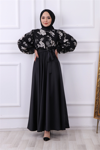 Üzeri İşlemeli Abiye Gri