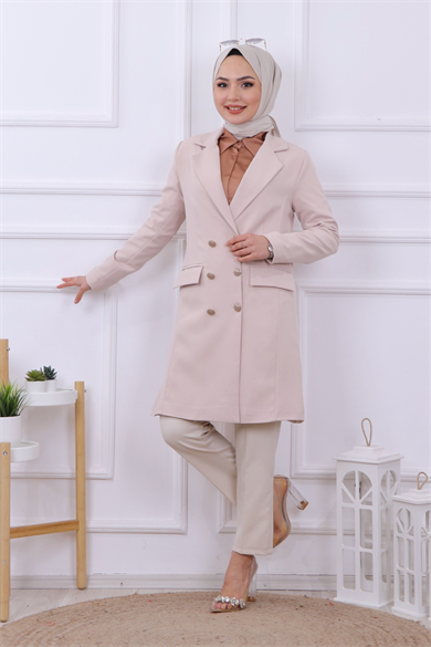 Uzun Blazer Ceket Taş