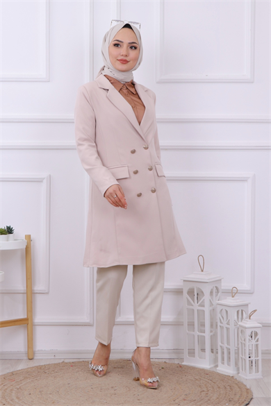 Uzun Blazer Ceket Taş