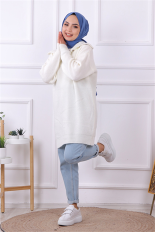 Yaka Detaylı Tunik Beyaz