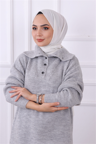 Yaka Detaylı Tunik Gri