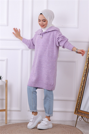 Yaka Detaylı Tunik Lila