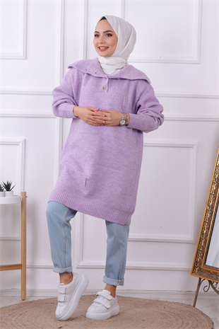 Yaka Detaylı Tunik Lila
