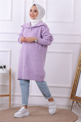 Yaka Detaylı Tunik Lila