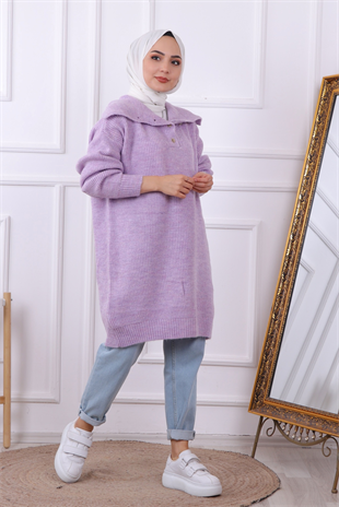 Yaka Detaylı Tunik Lila