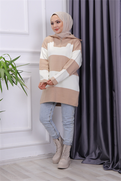 Yaka Fermuarlı Tunik 