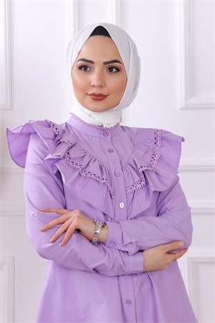 Yakası Dantelli Tunik Lila
