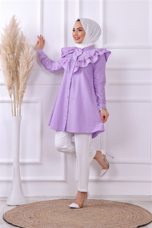 Yakası Dantelli Tunik Lila