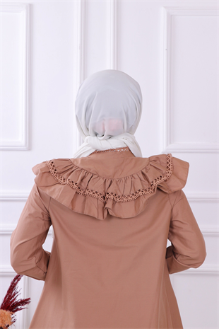 Yakası Dantelli Tunik- Camel
