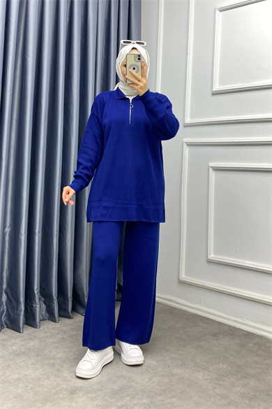 Yakası Fermuarlı Takım Lacivert