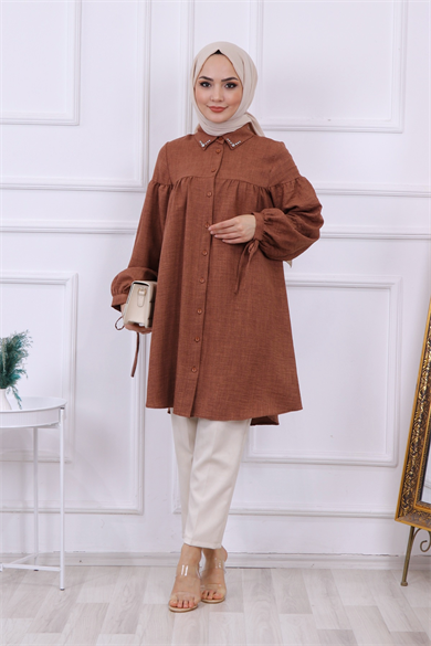 Yakası Taşlı Robalı Tunik 