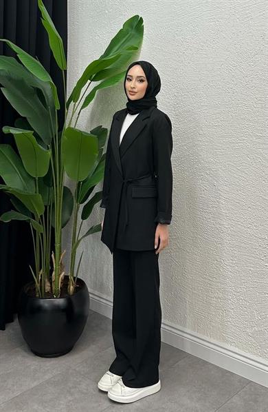 Yan Bağlamalı Takım Siyah