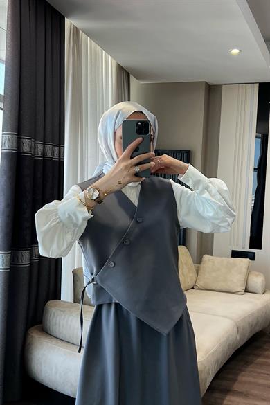 Yandan Bağlamalı Takım Gri