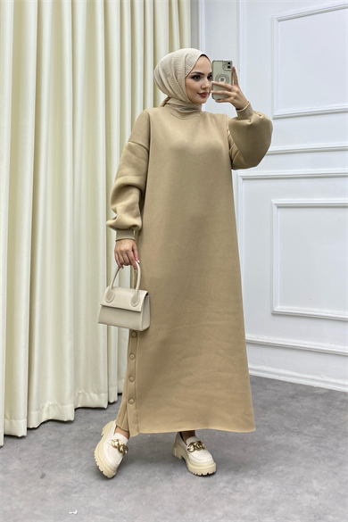 Yanı Çıtçıt Sweat Elbise 