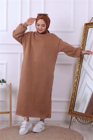 Yanı Çıtçıtlı Elbise 