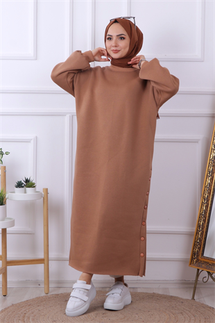 Yanı Çıtçıtlı Elbise 