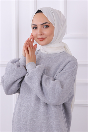 Yanı Çıtçıtlı Elbise Gri