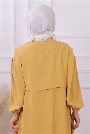Yanları Bağcıklı Tunik Sarı