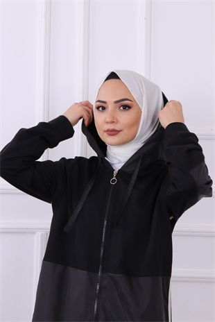 Yanları Çizgili Fermuarlı Kap