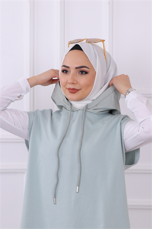 Yanları Fermuar Detaylı Süveter Yeşil