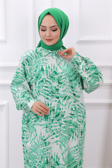 Yaprak Desen Tunik Yeşil