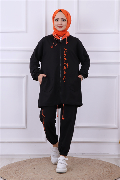Yazı Detaylı Takım Siyah