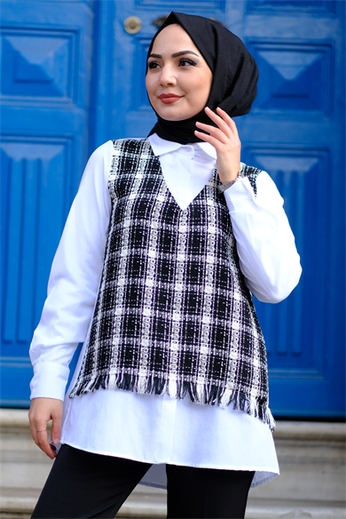 Yelek Detaylı Tunik Siyah