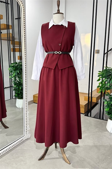 Yelekli Takım Bordo