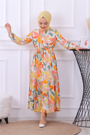 Zambak Elbise Sarı Turuncu
