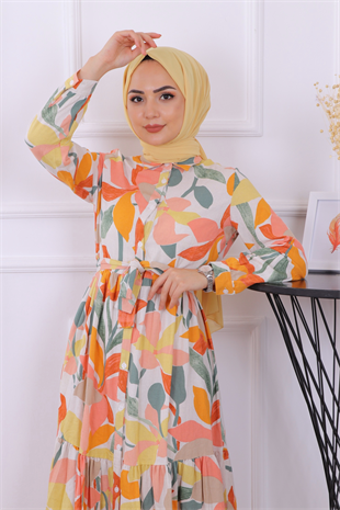 Zambak Elbise Sarı Turuncu