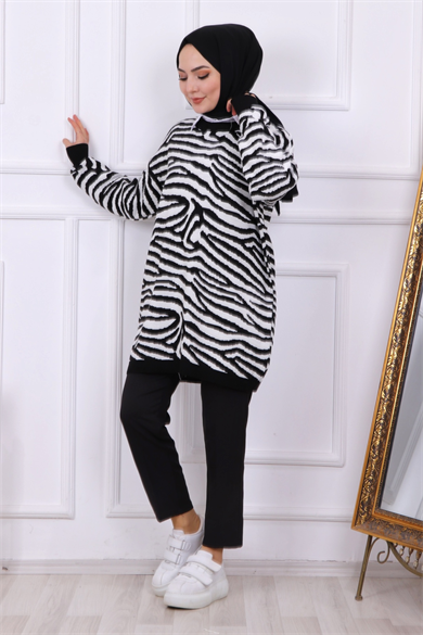 Zebra Desen Siyah Tunik