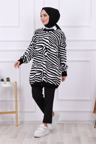 Zebra Desen Siyah Tunik