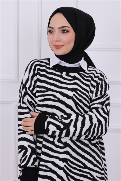 Zebra Desen Siyah Tunik