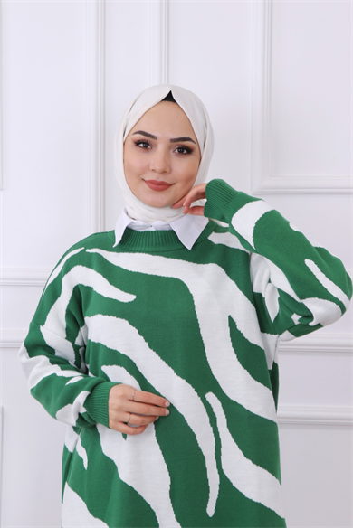 Zebra Desen Tunik Yeşil