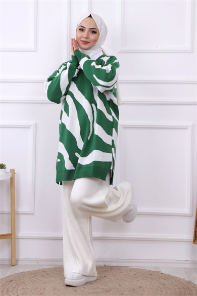 Zebra Desen Tunik Yeşil