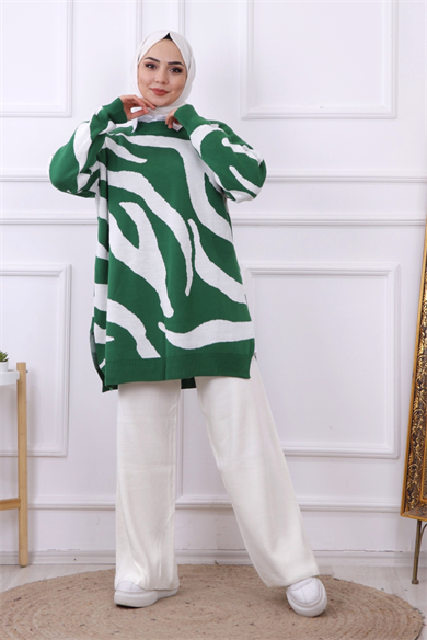 Zebra Desen Tunik Yeşil