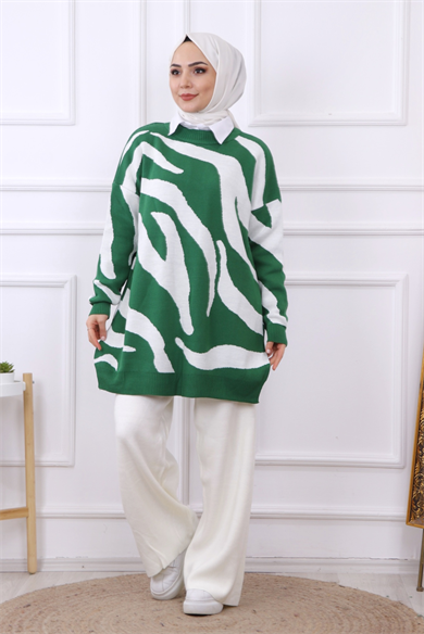 Zebra Desen Tunik Yeşil