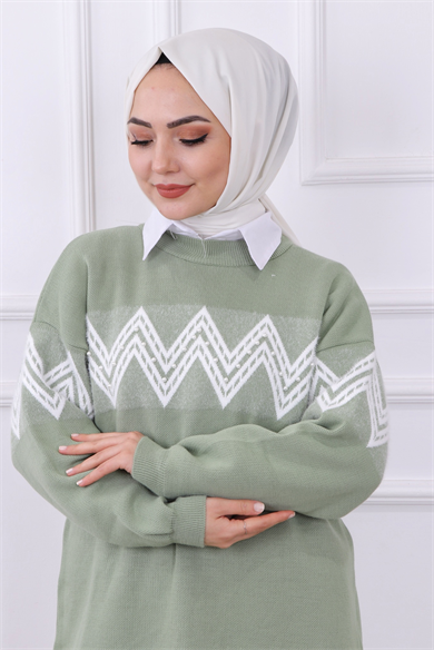 Zikzak Sakallı Tunik Yeşil