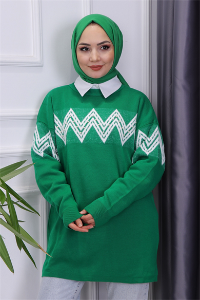 Zikzak Sakallı Tunik Yeşil