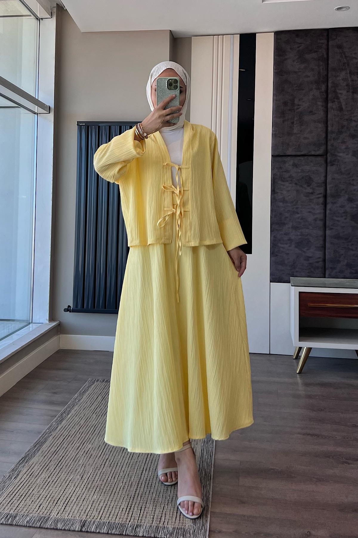 Kimonolu takım Sarı DubaiShowroomTAKIM01953-Sarı