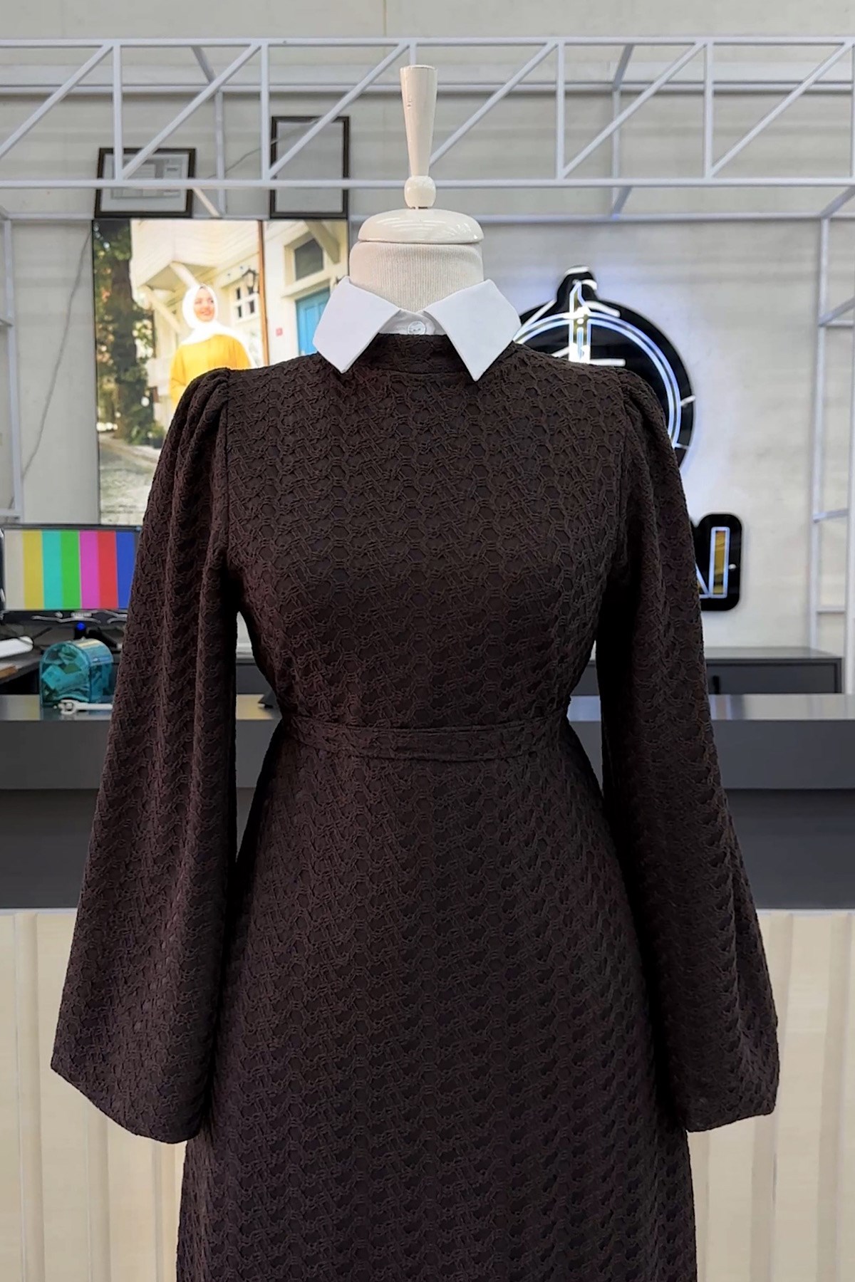 Dantel Elbise KahverengiDubaiShowroomELBİSELER01196