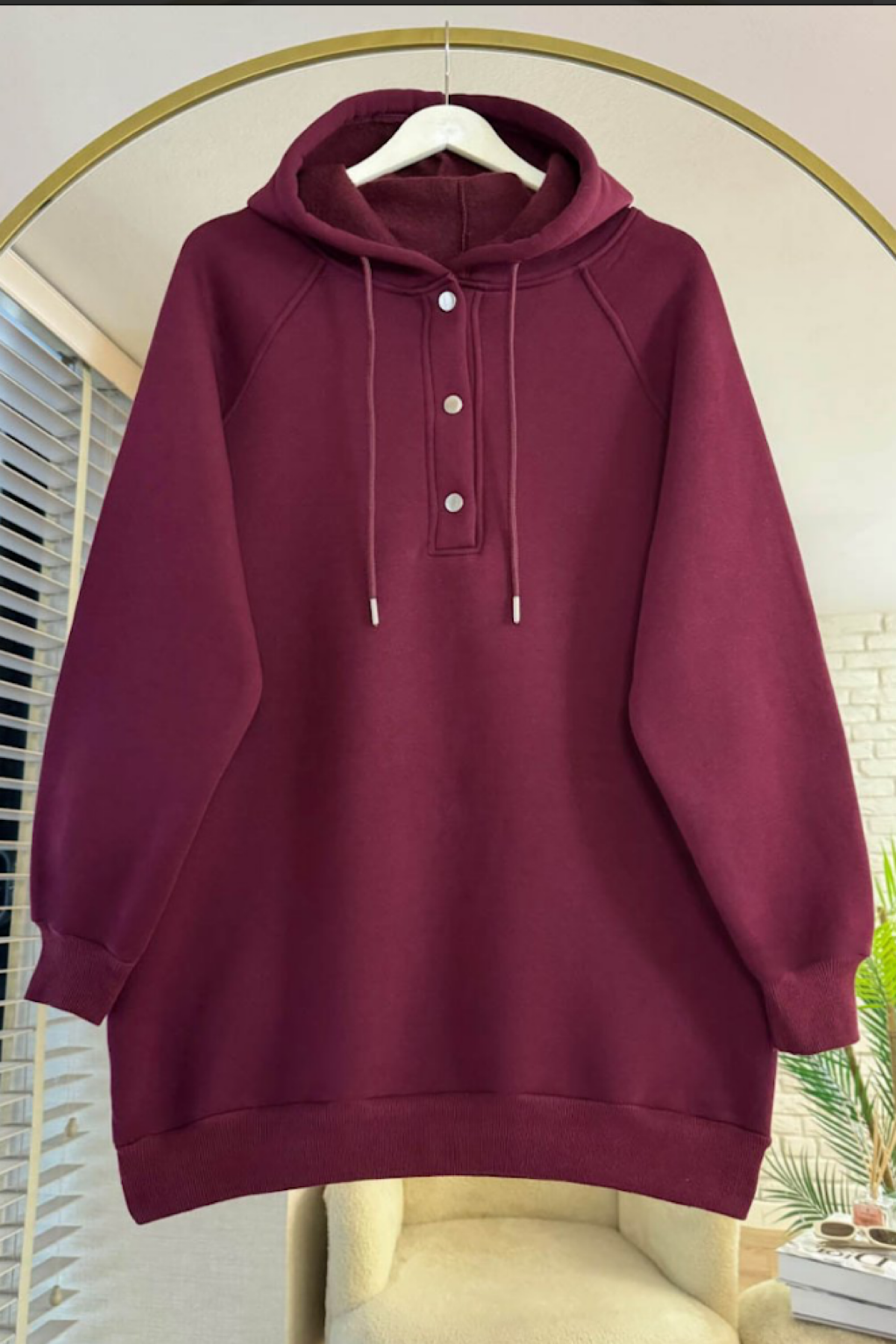 Yakası Çıtçıt Detaylı Sweat BordoDubaiShowroomÜST GİYİM39372