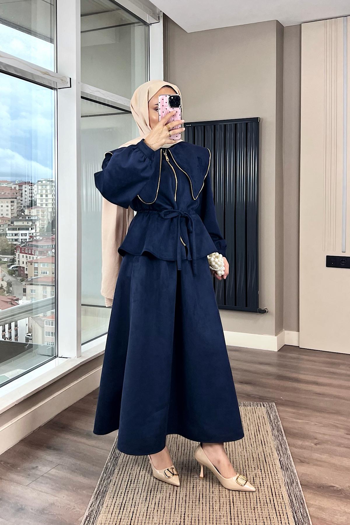 Süet İkili Takım LacivertDubaiShowroomTAKIM263118