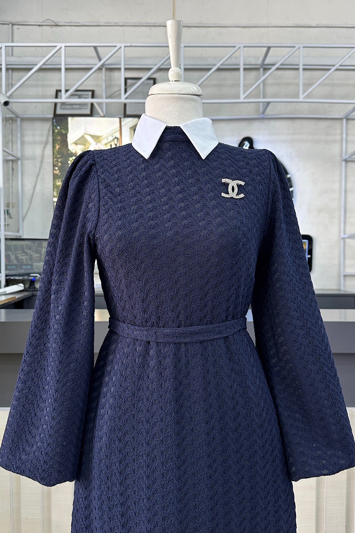 Dantel Elbise Lacivert DubaiShowroomELBİSELER01196