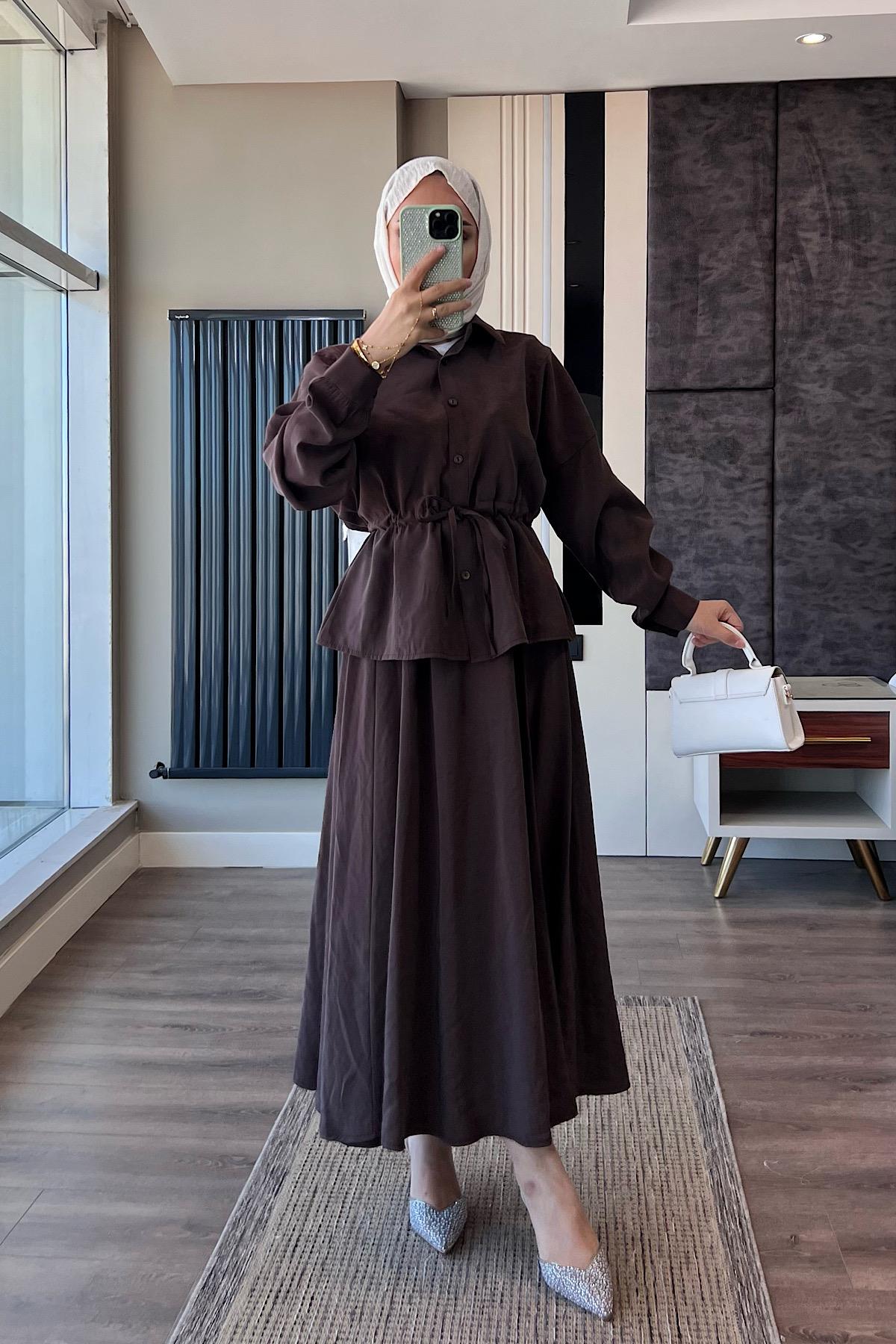 Beli Bağlamalı Takım Acı kahveDubaiShowroomTAKIM01281-ACIKAHVE