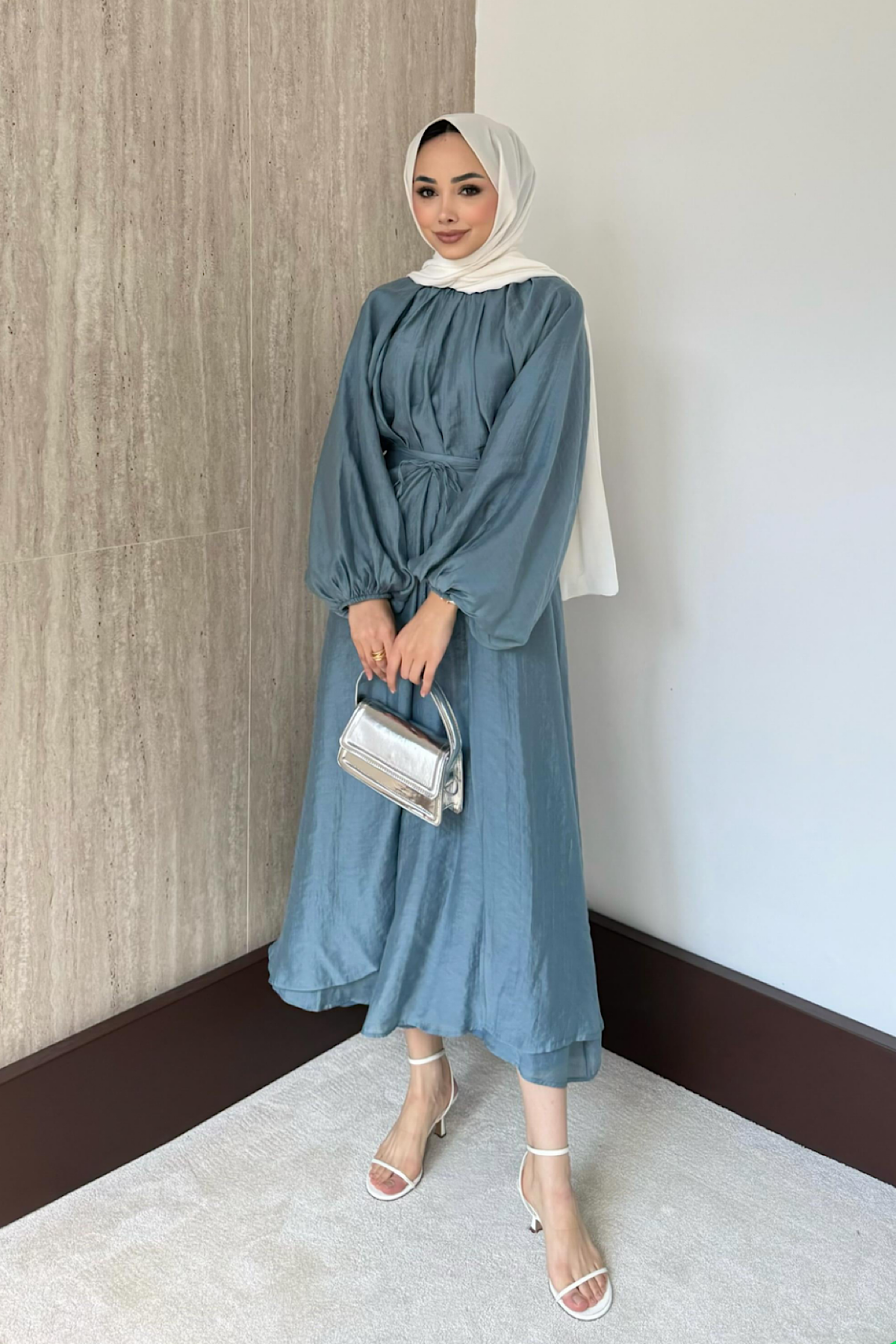 Balon kol Üçlü Etekli Takım PetrolDubaiShowroomTAKIM23831