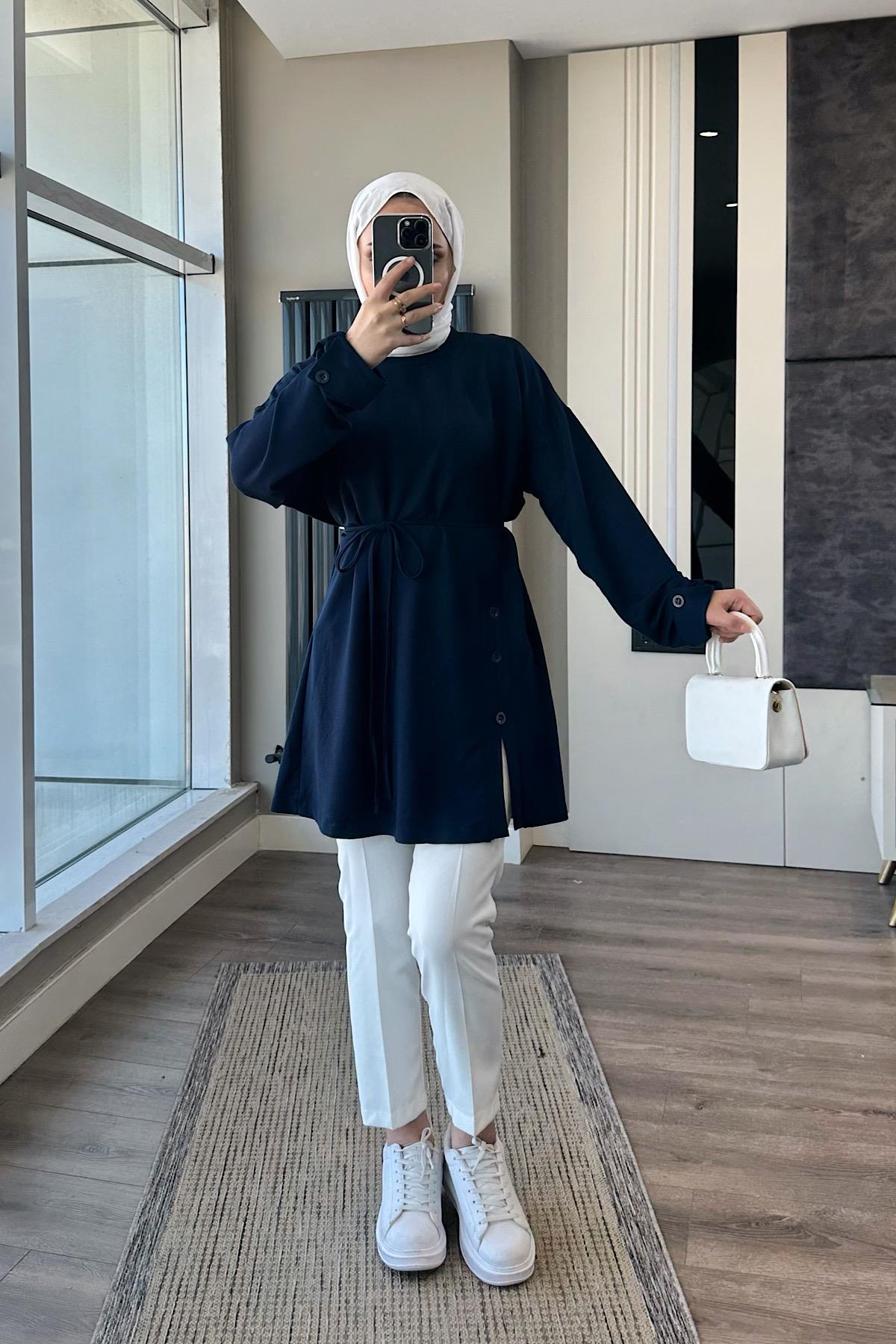Düğme Detaylı Tunik LacivertDubaiShowroomÜST GİYİM17031